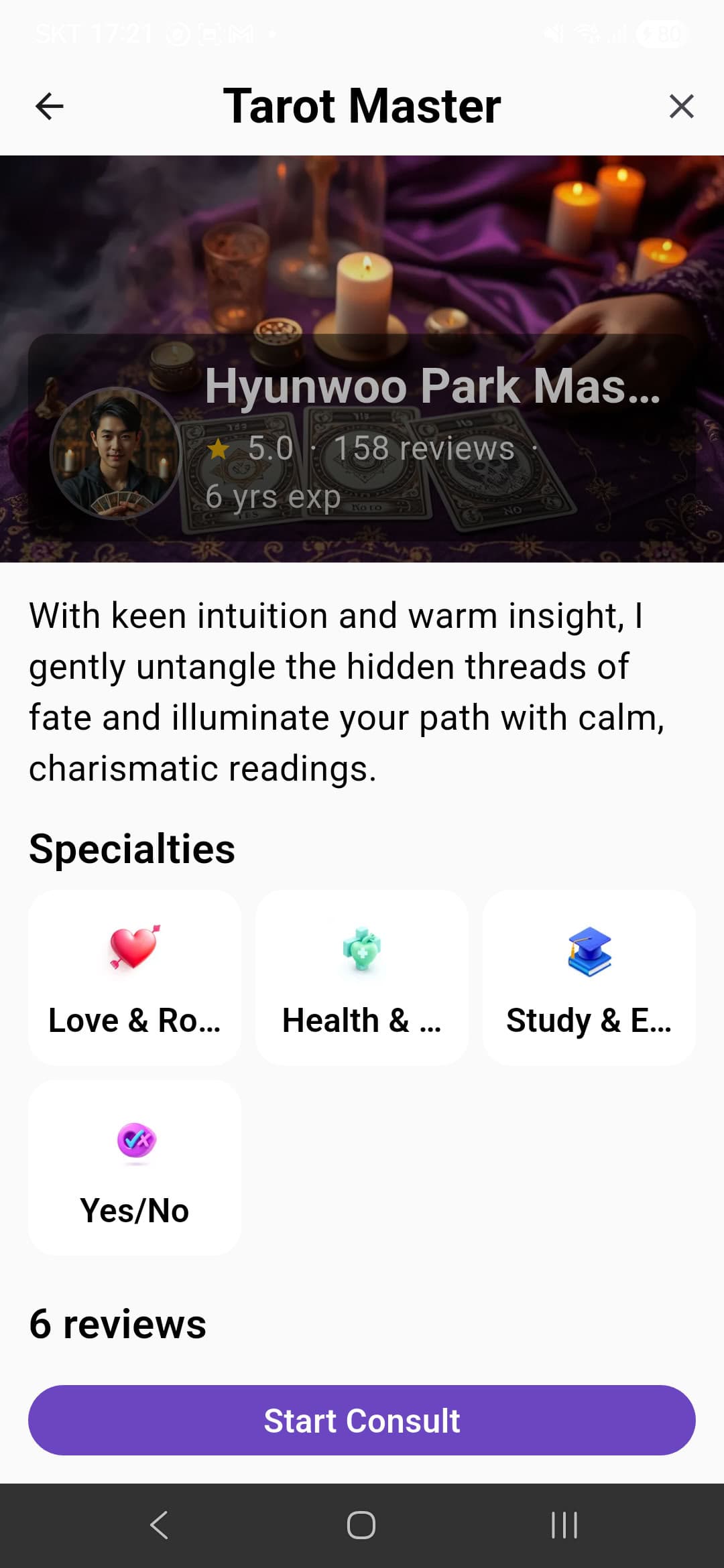 Pantalla de fortuna diaria de Tarot S.B. - Ver fortuna diaria de tarot