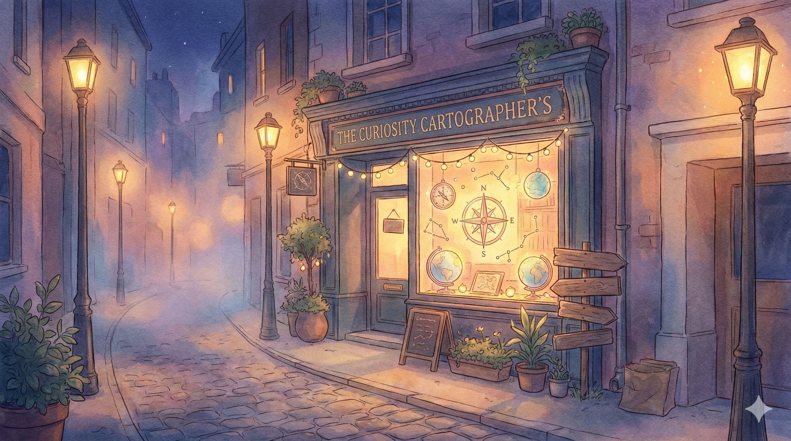 Noche de Año Nuevo, la tienda de mapas al final del callejón